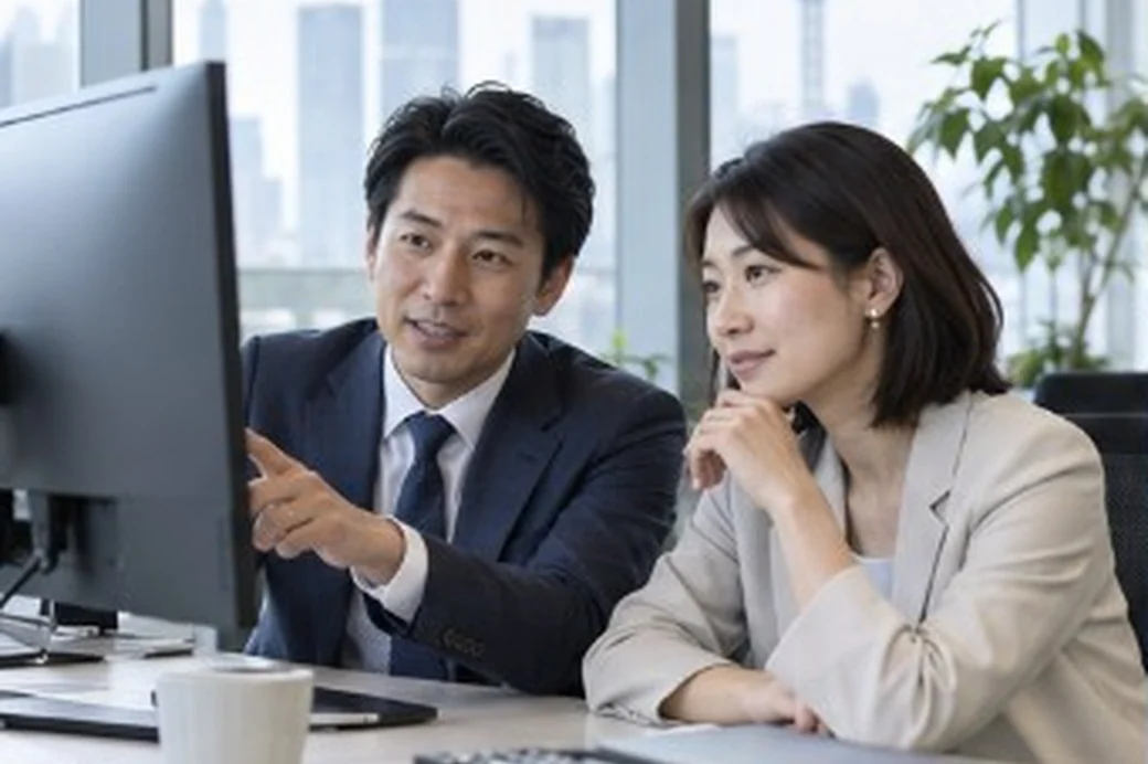 画面を見ながら施策を検討するチーム